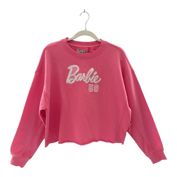 Forever 21 Tops - Forever 21 Plus Barbie Cropped Sweatshirt Pink Crewneck + Barbie Keychain